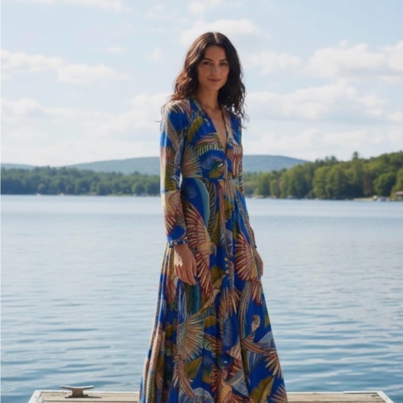 FARM Rio Dresses & Skirts - Sold! FARM Rio Blue Macaw Maxi Dress